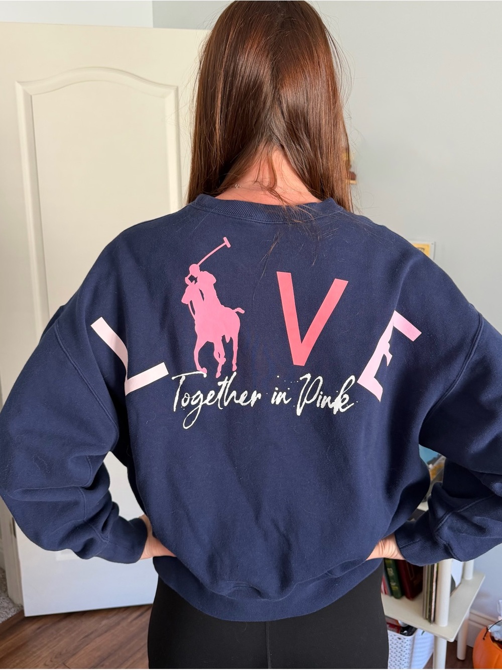 Polo by Ralph Lauren Pink Pony Navy Crewneck Sweatshirt